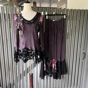 Elegant Purple Maxi Dress with Floral Accents